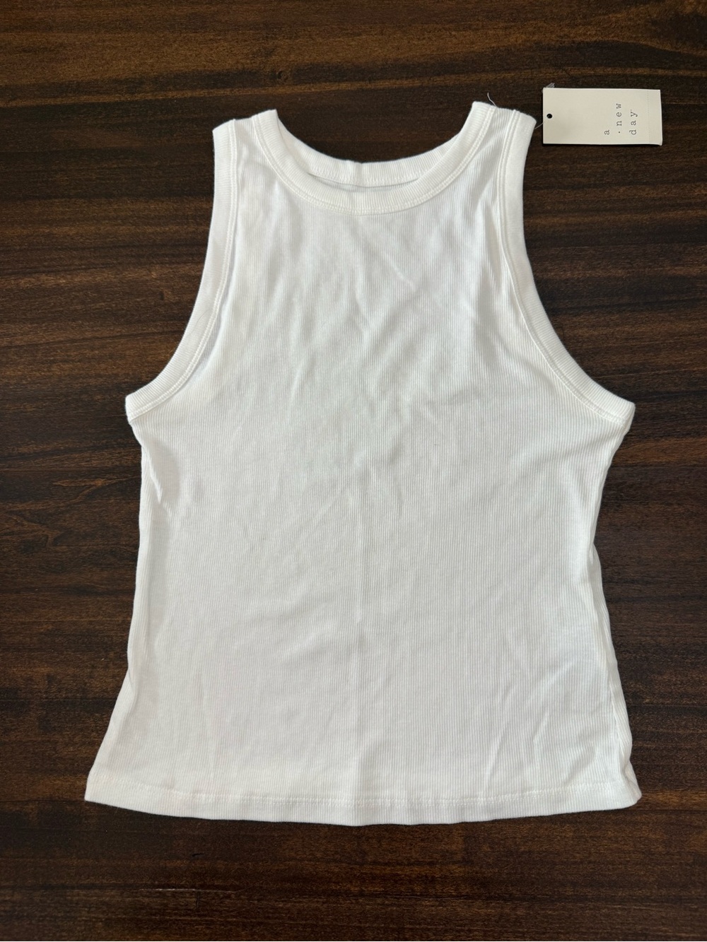 a new day White Ribbed Tank Top